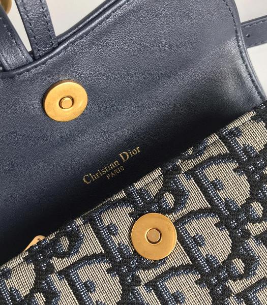 Christian Dior Blue Oblique Jacquard Canvas Saddle Belt Pouch-3