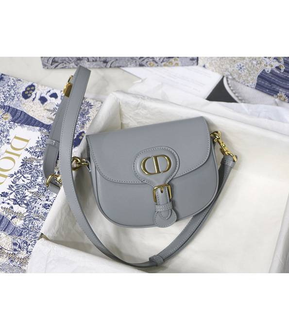 Christian Dior Bobby Grey Original Plain Veins Leather 18cm Mini Crossbody Bag