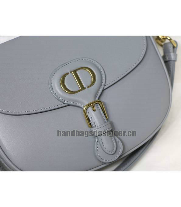 Christian Dior Bobby Grey Original Plain Veins Leather Medium Crossbody Bag-2