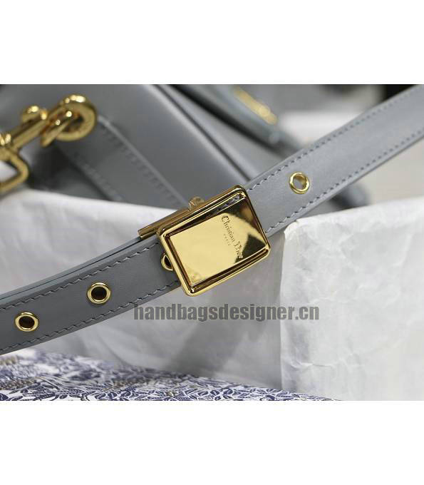 Christian Dior Bobby Grey Original Plain Veins Leather Medium Crossbody Bag-3