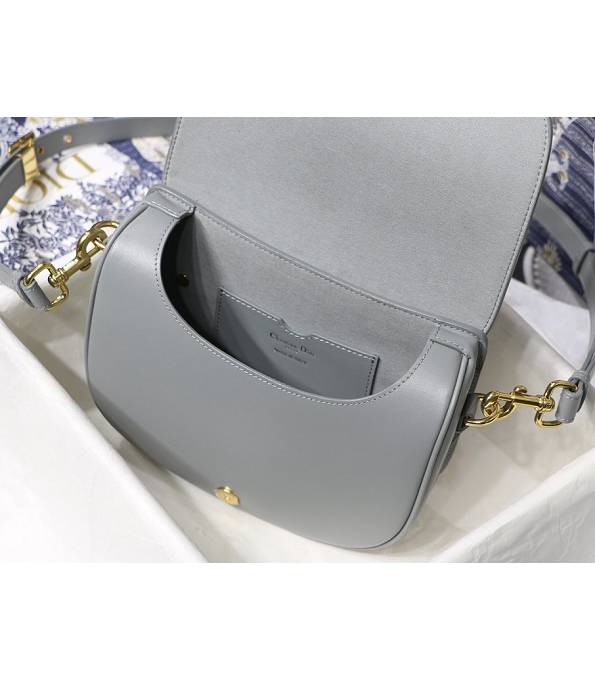 Christian Dior Bobby Grey Original Plain Veins Leather Medium Crossbody Bag-7