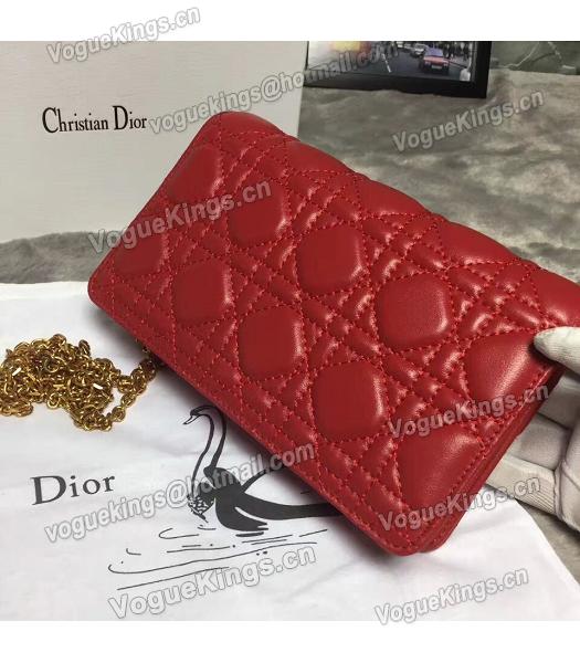 Christian Dior Cannage Red Original Leather 21cm Small Flap Bag-2