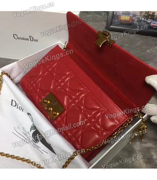 Christian Dior Cannage Red Original Leather 21cm Small Flap Bag-5