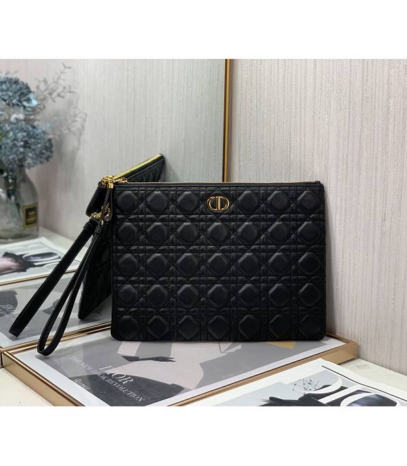 Christian Dior Caro Daily Black Original Soft Cannage Calfskin Leather Pouch