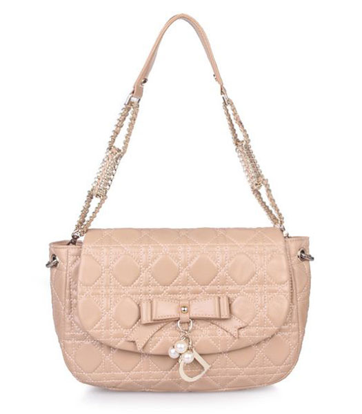 Christian Dior Chains Shoulder Bag in Apricot Lambskin