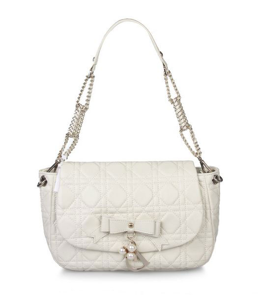 Christian Dior Chains Shoulder Bag in Offwhite Lambskin