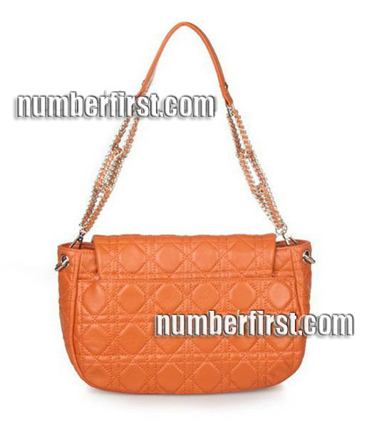 Christian Dior Chains Shoulder Bag in Orange Lambskin-2