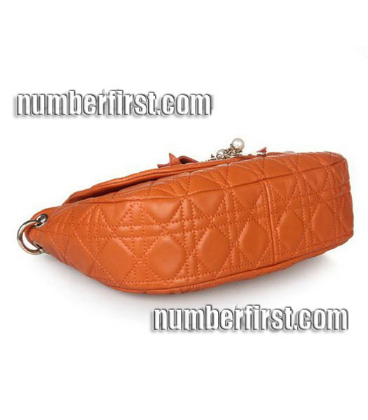 Christian Dior Chains Shoulder Bag in Orange Lambskin-3