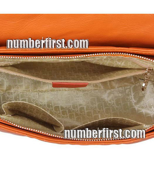Christian Dior Chains Shoulder Bag in Orange Lambskin-4