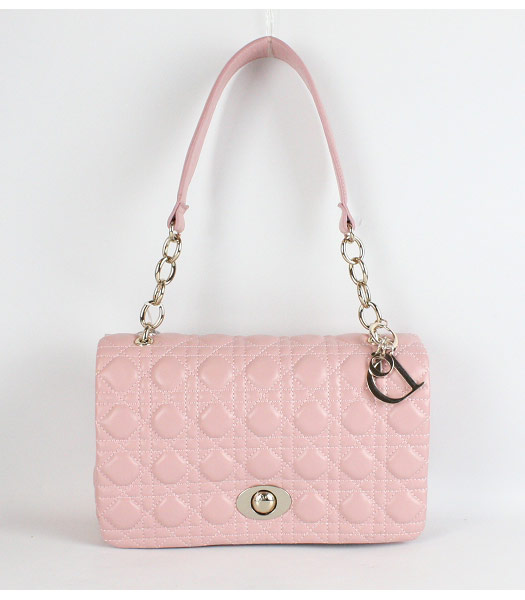 Christian Dior Claret Vernis Lambskin Gold Chains Handbags Pink