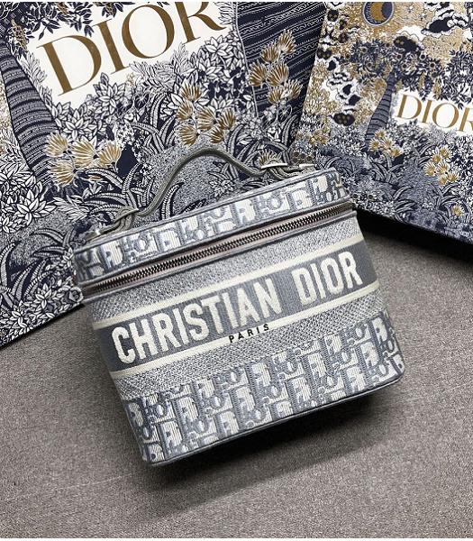 Christian Dior Couture Oblique Canvas Diortravel Vanity Case Bag Grey