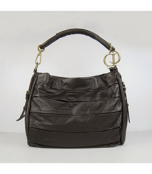 Christian Dior Dark Coffee Lambskin Leather Shoulder Bag