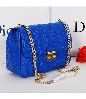Christian Dior Electric Blue Original Lambskin Leather Small Shoulder Bag With Golden Chain