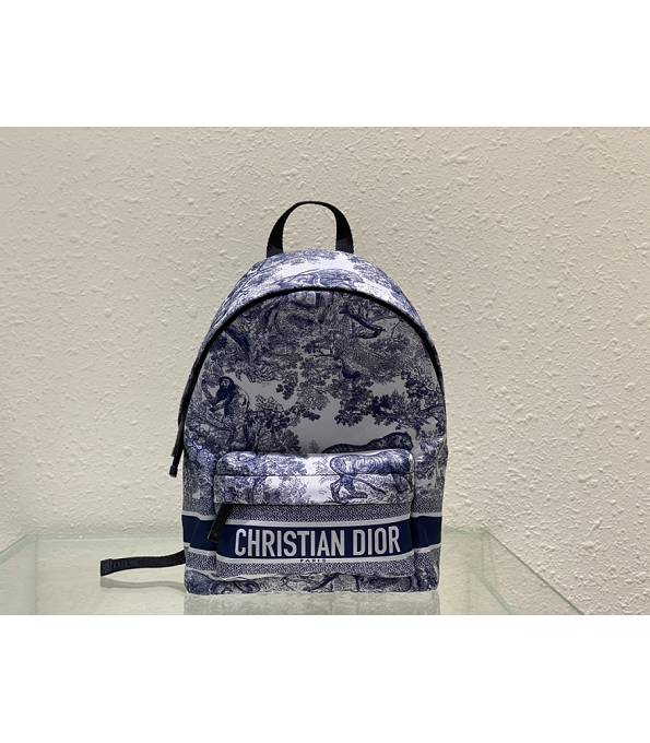 Christian Dior Forest Nylon With Original Leather Small Diortravel Backpack Blue