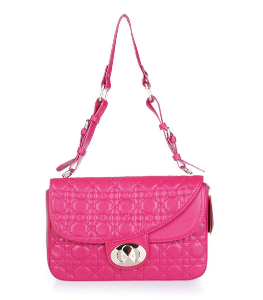 Christian Dior Fuchsia Lambskin Leather Handbag 