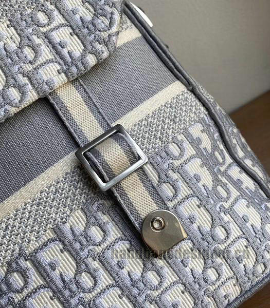 Christian Dior Grey Diorcamp Oblique Embroidery Canvas Messenger Bag-4
