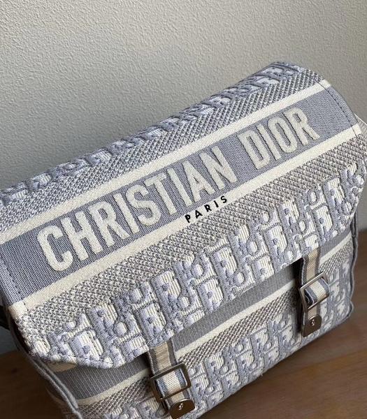 Christian Dior Grey Diorcamp Oblique Embroidery Canvas Messenger Bag-6