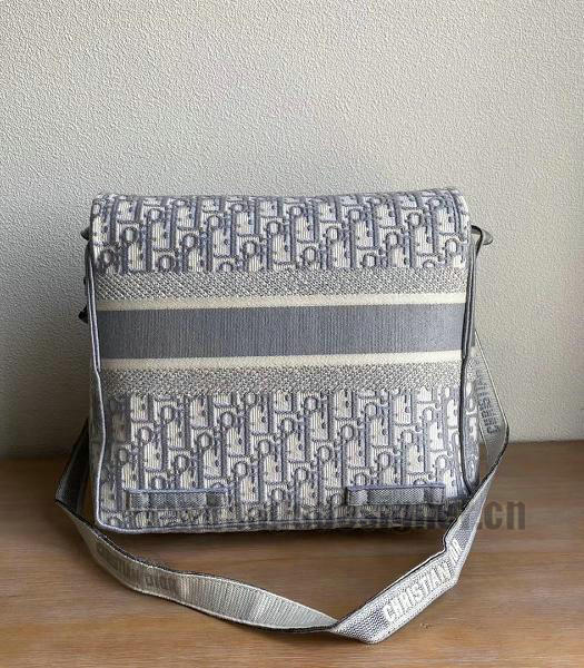 Christian Dior Grey Diorcamp Oblique Embroidery Canvas Messenger Bag-7