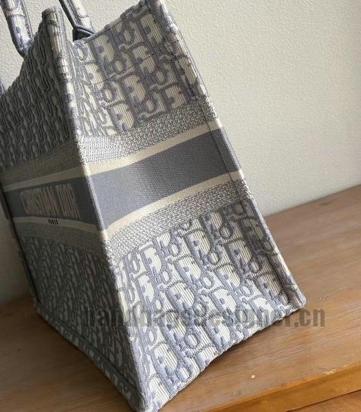 Christian Dior Grey Oblique Embroidery Canvas 36cm Book Tote Bag-5