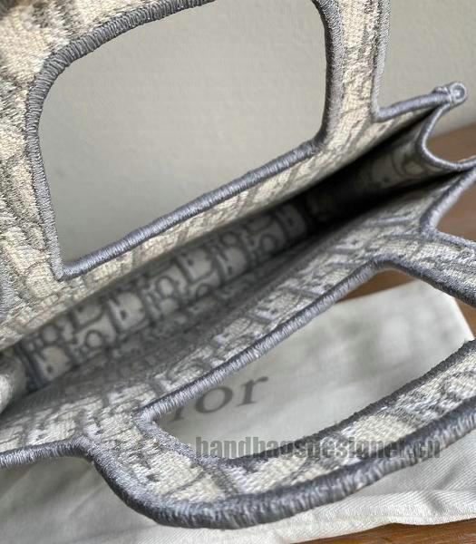 Christian Dior Grey Oblique Embroidery Canvas Mini Book Tote Bag-2