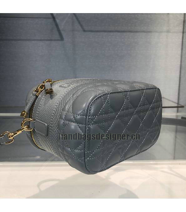 Christian Dior Grey Original Cannage Topstitching Lambskin Leather Travel Vanity Case-4