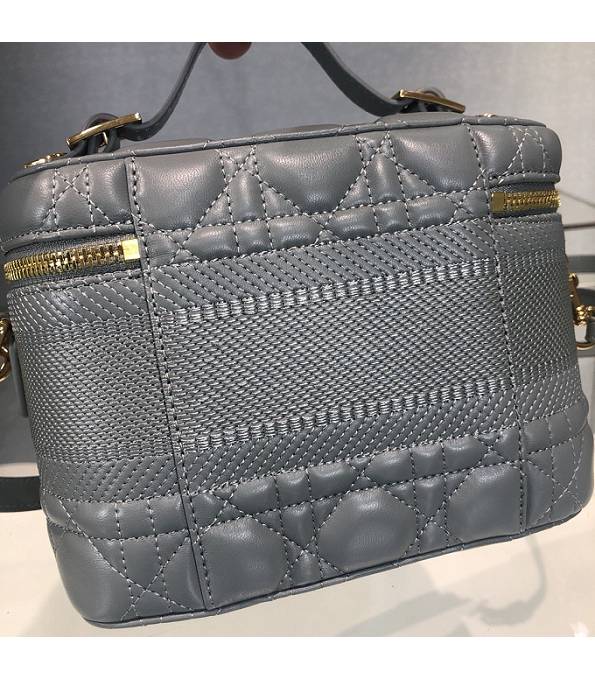 Christian Dior Grey Original Cannage Topstitching Lambskin Leather Travel Vanity Case-5