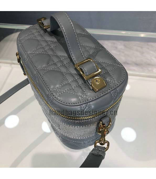 Christian Dior Grey Original Cannage Topstitching Lambskin Leather Travel Vanity Case-6