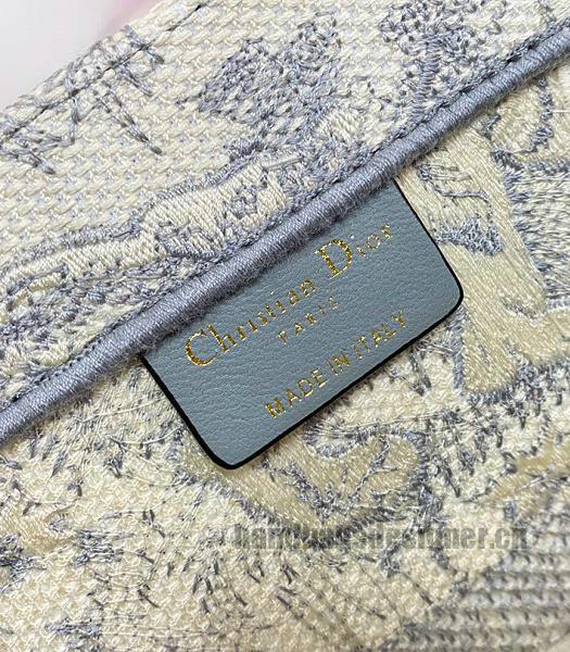 Christian Dior Grey Tiger Embroidery Canvas 41cm Book Tote Bag-4