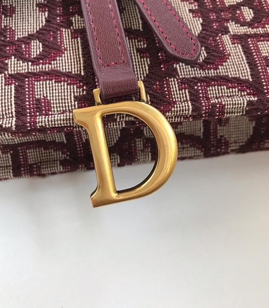 Christian Dior Jujube Oblique Jacquard Canvas Saddle Belt Pouch-6