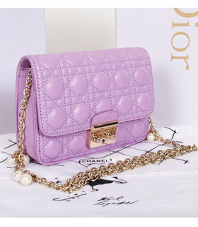 Christian Dior Lavender Purple Lambskin Leather Mini Shoulder Bag With Pink Leather Inside