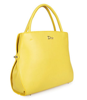 Christian Dior Lemon Yellow Leather Medium Tote Bag