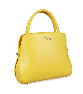 Christian Dior Lemon Yellow Leather Small Tote Bag