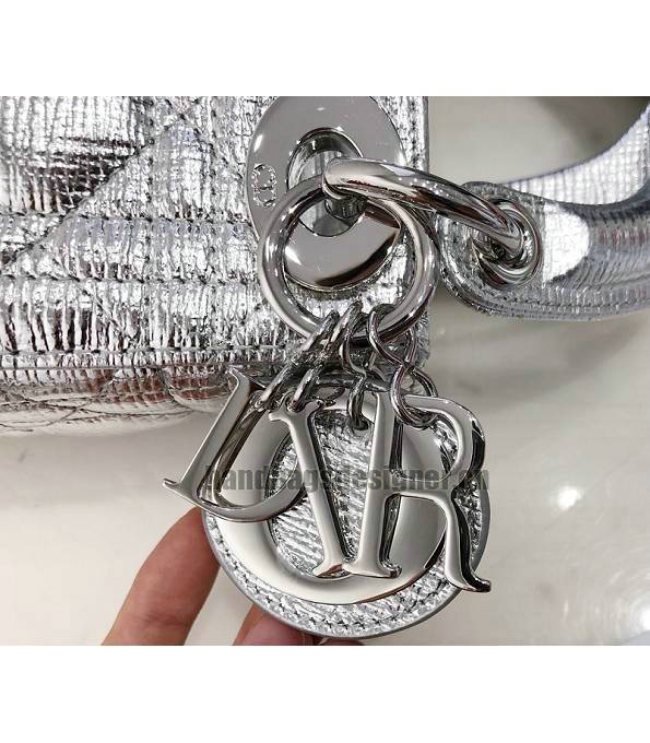 Christian Dior Mini Lady Classic Silver Original Calfskin Leather Silver Metal 17cm Tote Bag-2