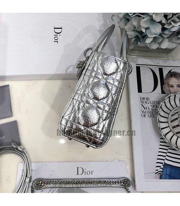 Christian Dior Mini Lady Classic Silver Original Calfskin Leather Silver Metal 17cm Tote Bag-4