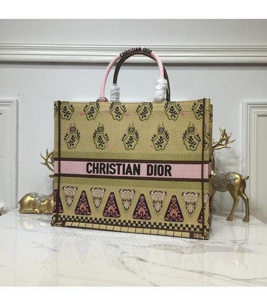 Christian Dior Multicolor Original Canvas Large Book Tote Bag Apricot