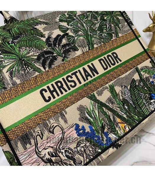 Christian Dior Multicolor Original Canvas Large Tote Bag Green-3