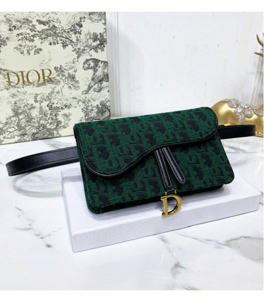 Christian Dior Oblique Green Original Canvas Saddle Belt Bag Black