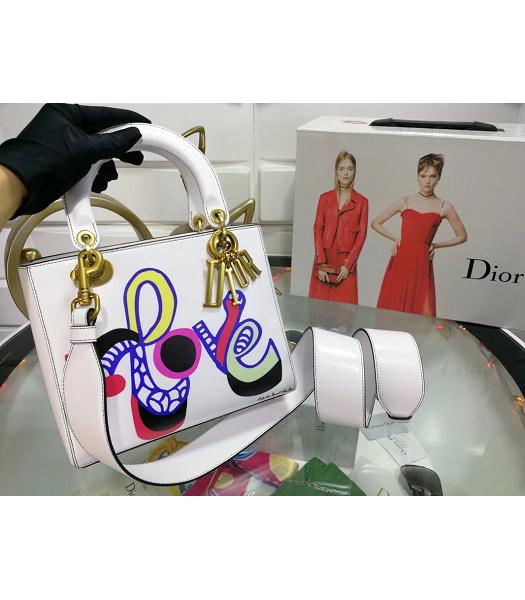 Christian Dior Original Calfskin Lady Tote Bag White