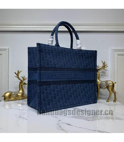 Christian Dior Original Denim Large Book Tote Bag Blue-2