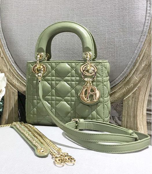 Christian Dior Original Lambskin Golden Metal 17cm Tote Bag Light Green