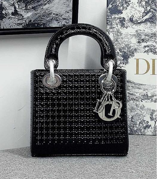 Christian Dior Original Lambskin Silver Metal 17cm Tote Bag Black