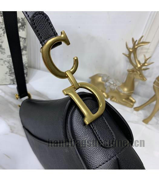 Christian Dior Original Leather Palmprint Saddle Bag Black-3