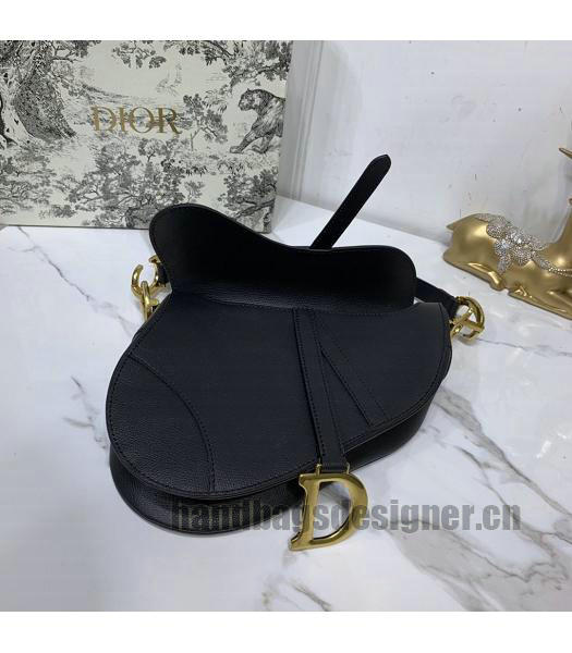 Christian Dior Original Leather Palmprint Saddle Bag Black-4