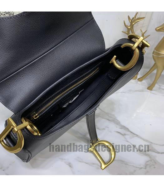 Christian Dior Original Leather Palmprint Saddle Bag Black-5