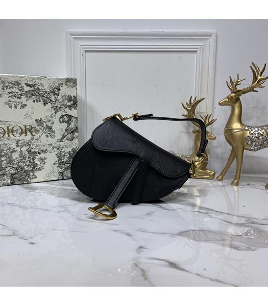 Christian Dior Original Leather Palmprint Small Saddle Bag Black