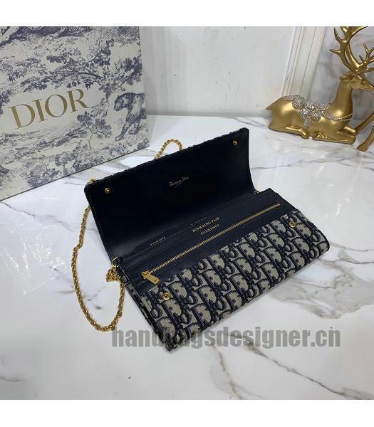 Christian Dior Original Oblique Clutch Chains Bag Black-6