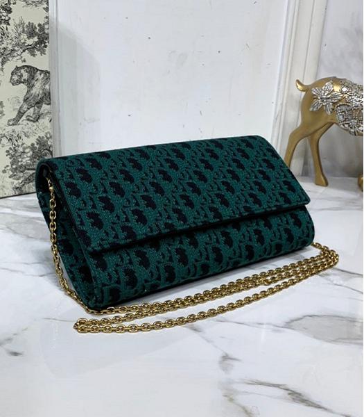 Christian Dior Original Oblique Clutch Chains Bag Green
