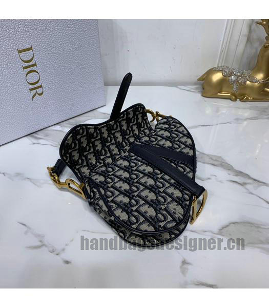 Christian Dior Original Oblique Saddle Small Bag Blue-4