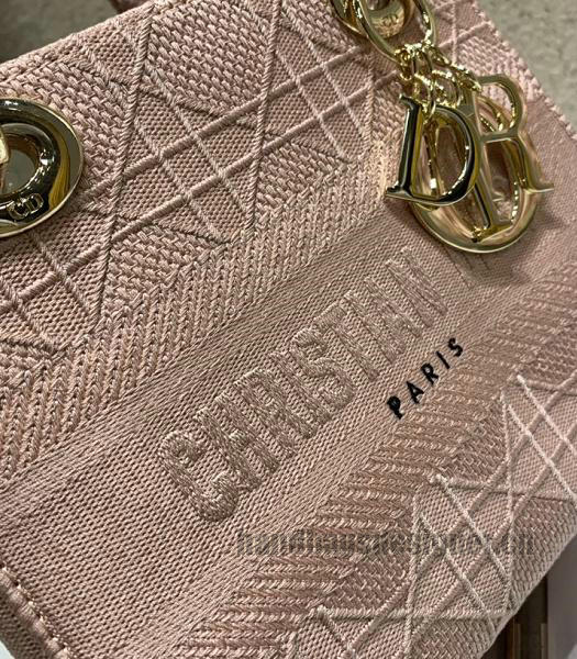 Christian Dior Pink Original Fabric 20cm Tote Bag Golden Metal-2