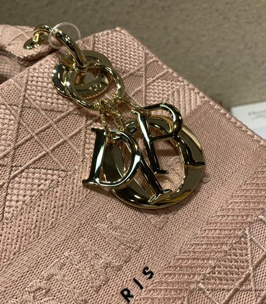 Christian Dior Pink Original Fabric 20cm Tote Bag Golden Metal-3